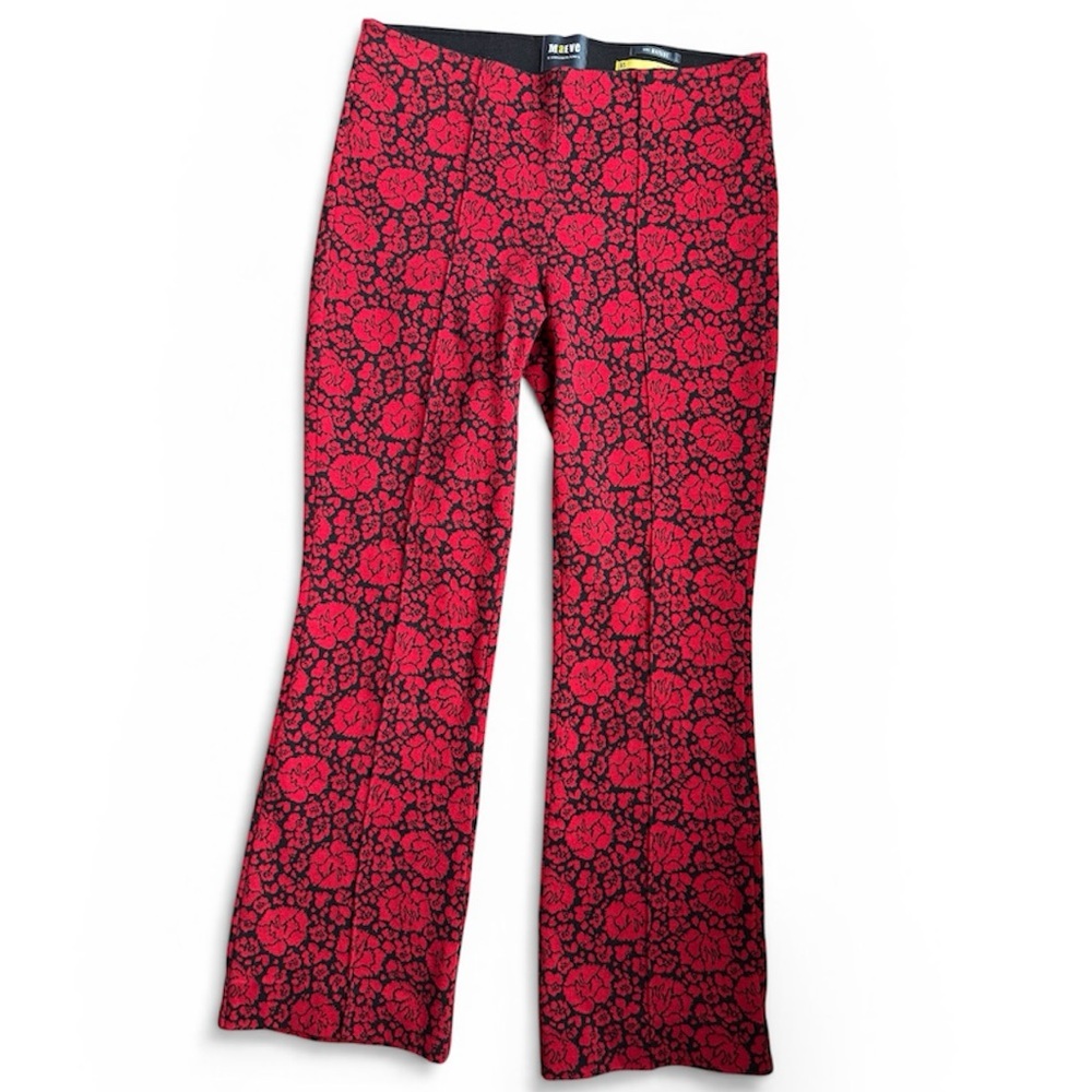 Anthropologie Maeve “The Margot” Kick Flare Red &Black Floral Pants sz XS - Picture 2 of 5